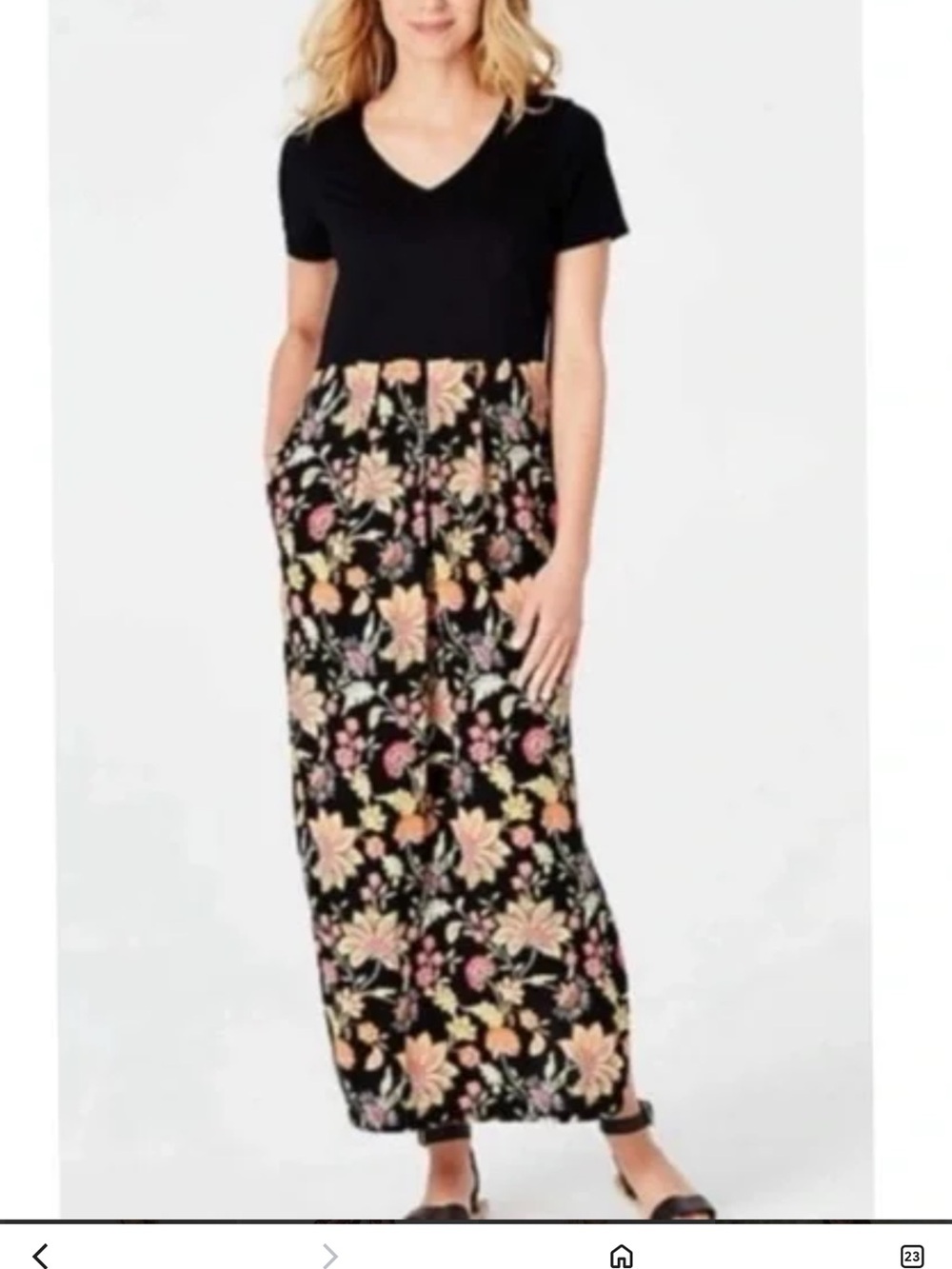 J Jill Black V-Neck Top Black Floral Maxi Skirt NWOT medium summer vacay